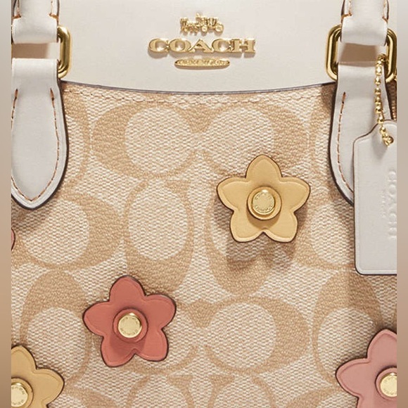 Mini Darcie Carryall Bag In Signature Canvas With Floral Applique - Picture 10 of 14